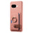 For Google Pixel 10a Leather Phone Back Cover with Card Holder and Ring Kickstand - Pink - 3