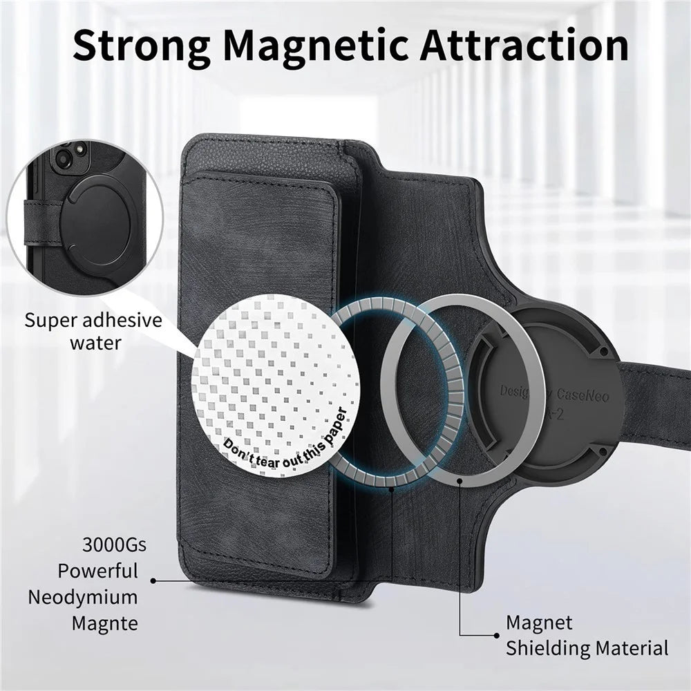CASENEO MW-02 For Google Pixel 10a Case Detachable Magnetic Leather Flip Cover - Black - 7