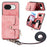 For Google Pixel 10a PU Leather Phone Back Cover with Zipper Card Holder and Long Strap - Pink - 1
