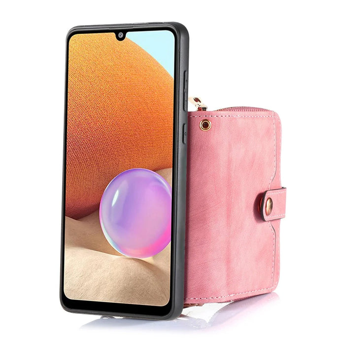 For Google Pixel 10a PU Leather Phone Back Cover with Zipper Card Holder and Long Strap - Pink - 2