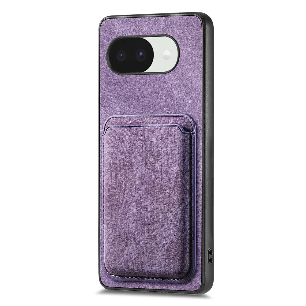 For Google Pixel 10a Magnetic Case Retro Leather + TPU Phone Cover with Detachable Card Slot - Purple - 2