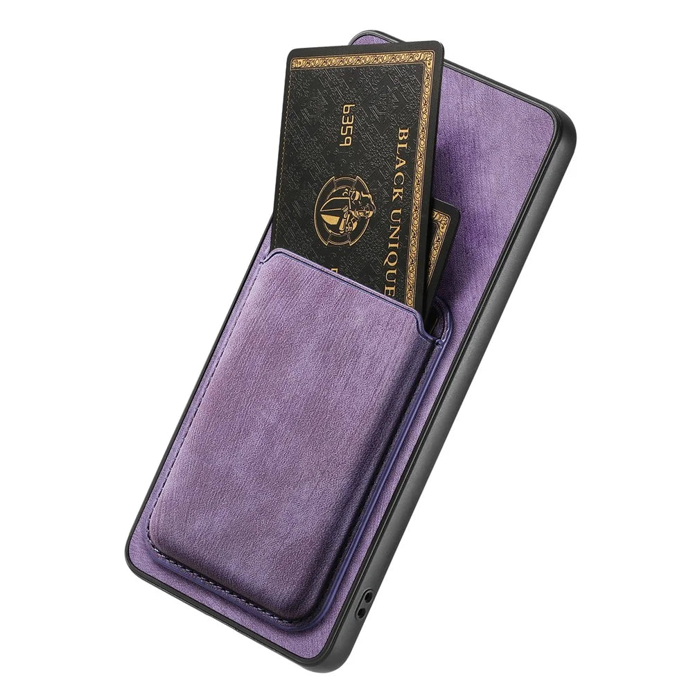 For Google Pixel 10a Magnetic Case Retro Leather + TPU Phone Cover with Detachable Card Slot - Purple - 4