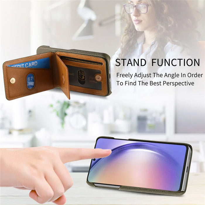 For Google Pixel 10a Case with Mirror Card Holder RFID Blocking Litchi Texture PU PC Phone Back Cover - Midnight Green - 5