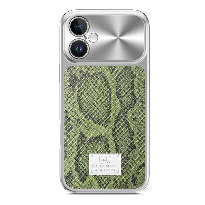 For iPhone 17 Magnetic Case Snake Pattern Anti-Scratch PU Leather + PC + TPU Phone Cover - Green - 3