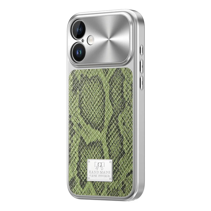 For iPhone 17 Magnetic Case Snake Pattern Anti-Scratch PU Leather + PC + TPU Phone Cover - Green - 4