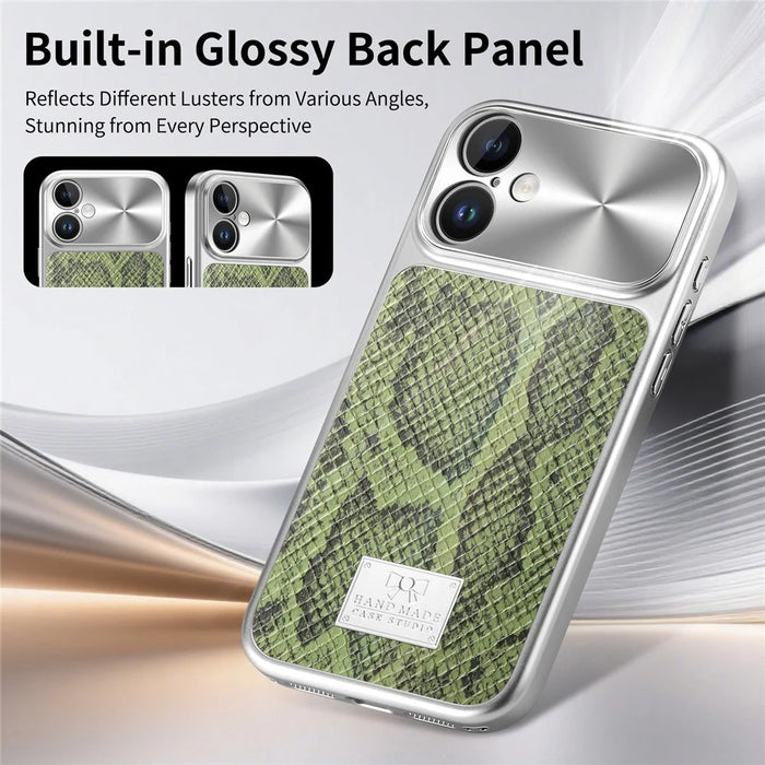 For iPhone 17 Magnetic Case Snake Pattern Anti-Scratch PU Leather + PC + TPU Phone Cover - Green - 6