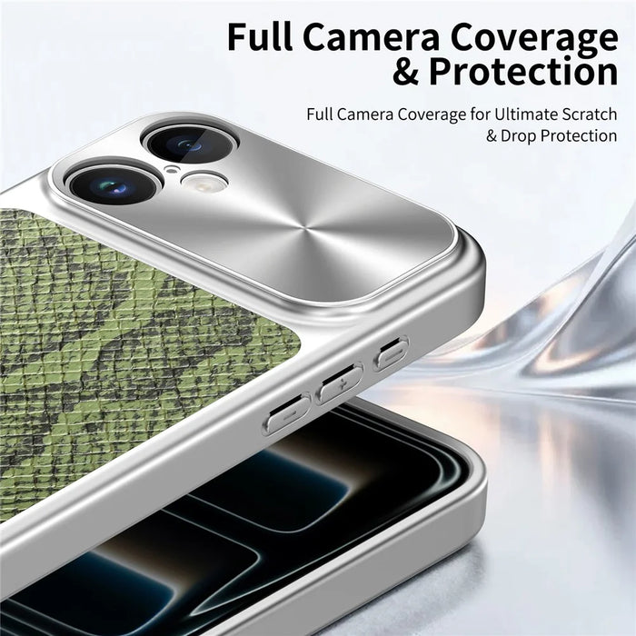 For iPhone 17 Magnetic Case Snake Pattern Anti-Scratch PU Leather + PC + TPU Phone Cover - Green - 7