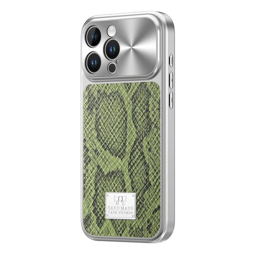 For iPhone 16 Pro Magnetic Case Snake Pattern Anti-Scratch PU Leather + PC + TPU Phone Cover - Green - 1