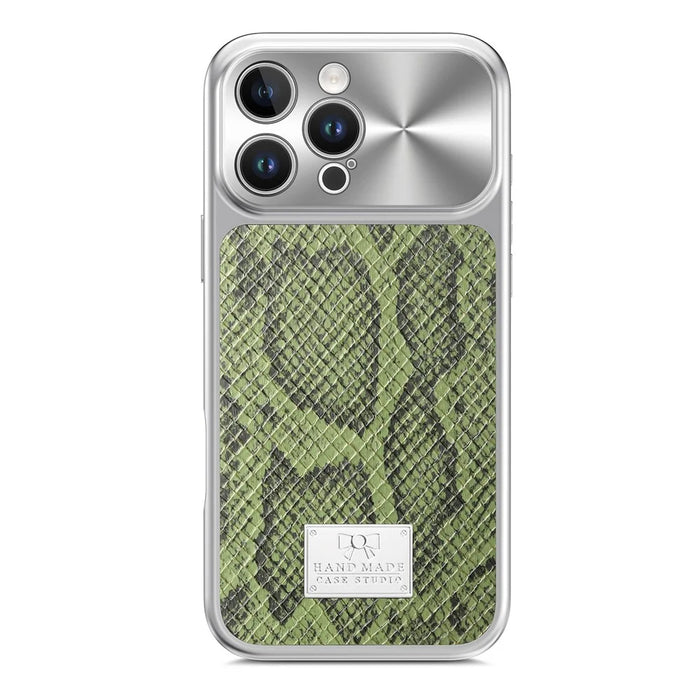 For iPhone 16 Pro Magnetic Case Snake Pattern Anti-Scratch PU Leather + PC + TPU Phone Cover - Green - 2