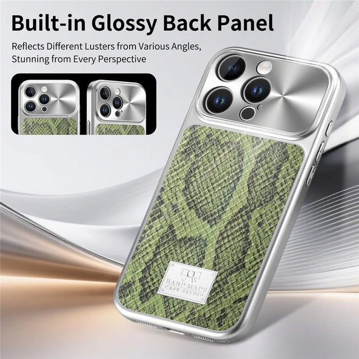 For iPhone 16 Pro Magnetic Case Snake Pattern Anti-Scratch PU Leather + PC + TPU Phone Cover - Green - 5