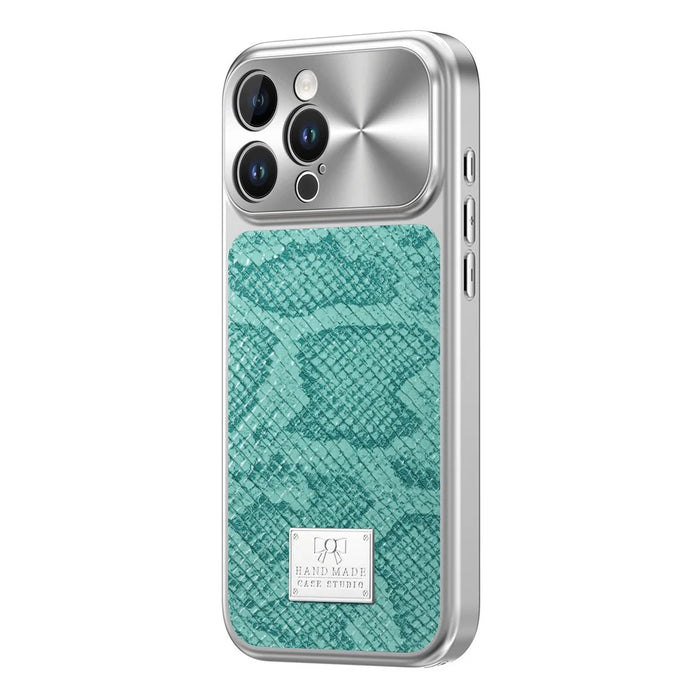 For iPhone 16 Pro Max Magnetic Case Snake Pattern Anti-Scratch PU Leather + PC + TPU Phone Cover - Blue - 1