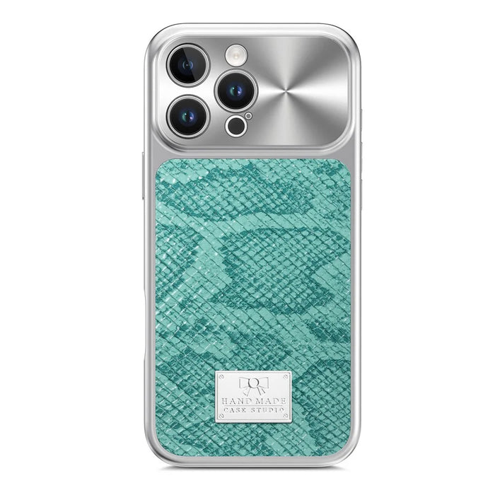 For iPhone 16 Pro Max Magnetic Case Snake Pattern Anti-Scratch PU Leather + PC + TPU Phone Cover - Blue - 2
