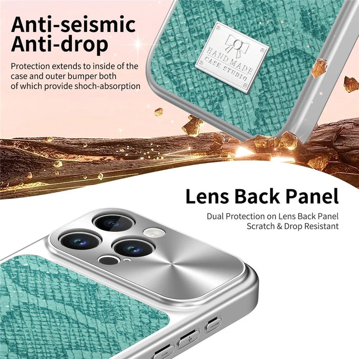 For iPhone 16 Pro Max Magnetic Case Snake Pattern Anti-Scratch PU Leather + PC + TPU Phone Cover - Blue - 4