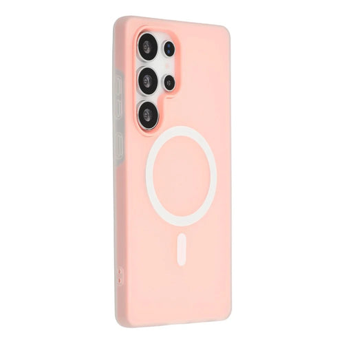 For Samsung Galaxy S26 Ultra Magnetic Case PC + TPU Frosted Phone Cover - Pink - 1