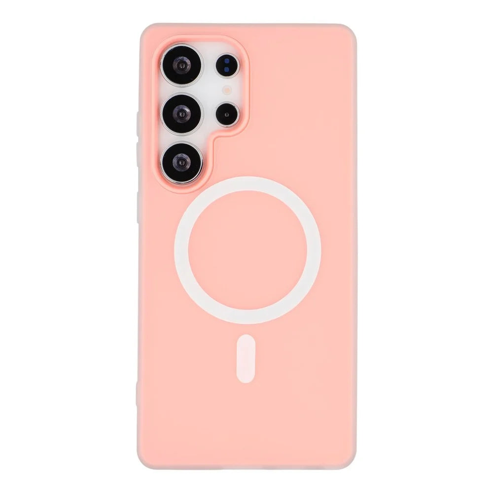 For Samsung Galaxy S26 Ultra Magnetic Case PC + TPU Frosted Phone Cover - Pink - 3
