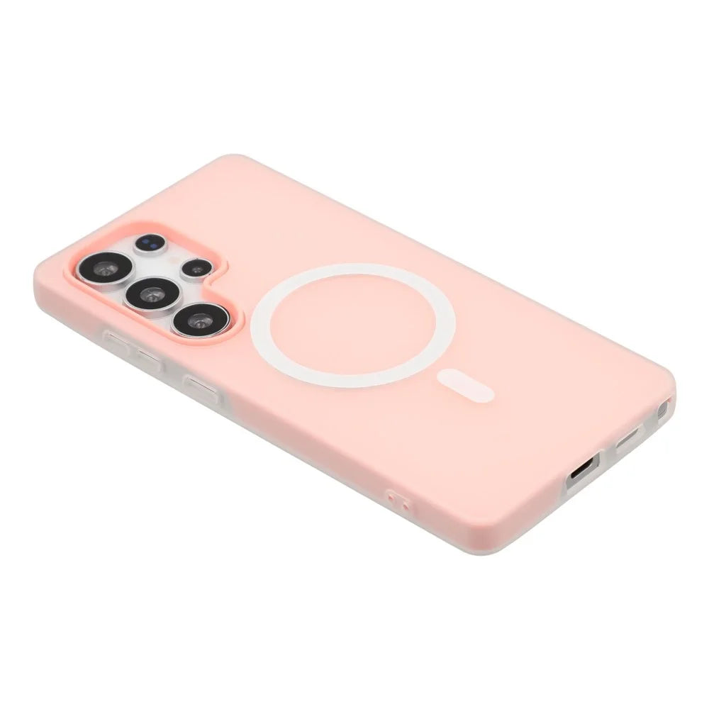 For Samsung Galaxy S26 Ultra Magnetic Case PC + TPU Frosted Phone Cover - Pink - 5