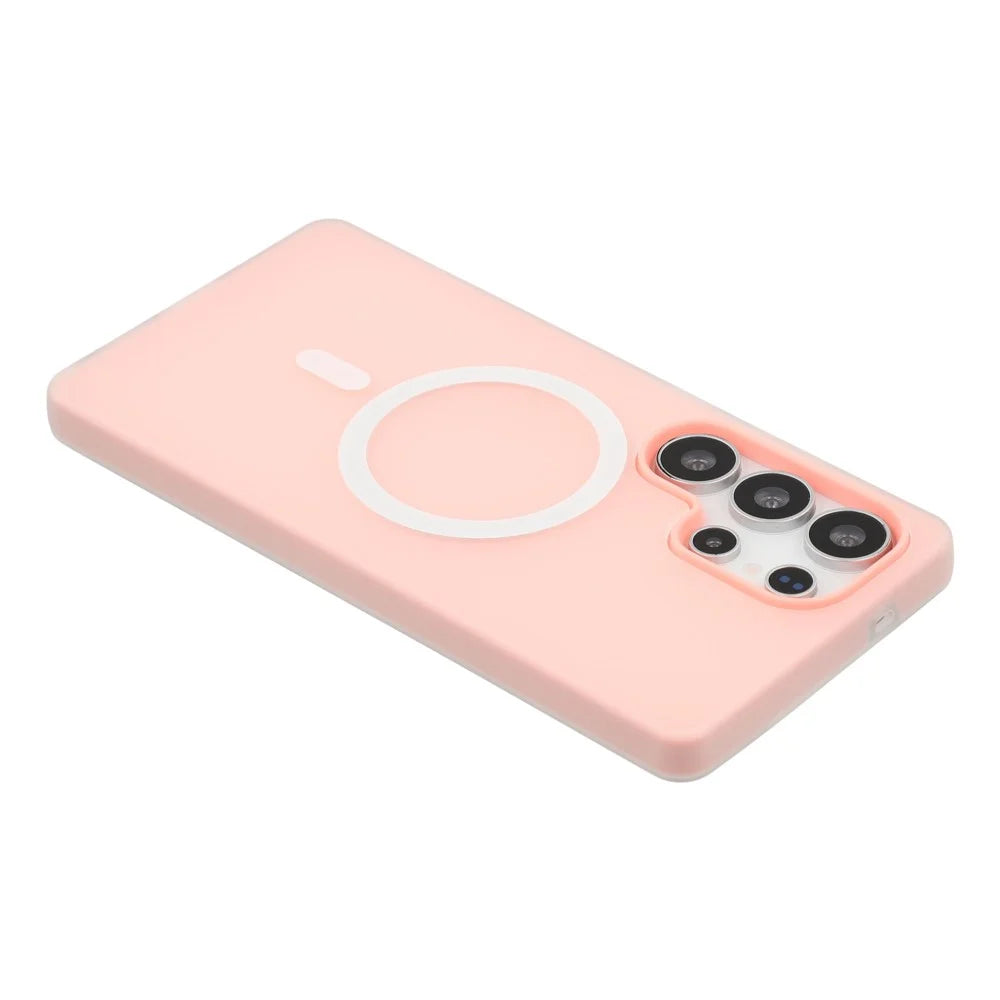 For Samsung Galaxy S26 Ultra Magnetic Case PC + TPU Frosted Phone Cover - Pink - 6
