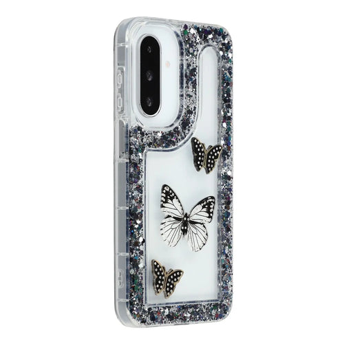 For Samsung Galaxy S25+ / S24+ Case DIY Butterfly Glitter Epoxy Soft TPU Phone Back Cover - Black - 1