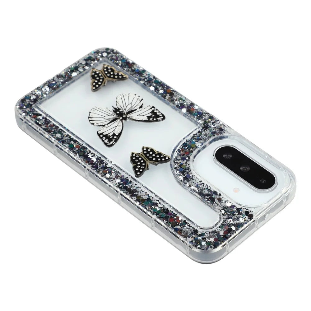 For Samsung Galaxy S25+ / S24+ Case DIY Butterfly Glitter Epoxy Soft TPU Phone Back Cover - Black - 5