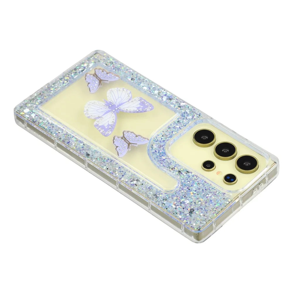For Samsung Galaxy S26 Ultra Case DIY Butterfly Glitter Epoxy Soft TPU Phone Back Cover - Purple - 5