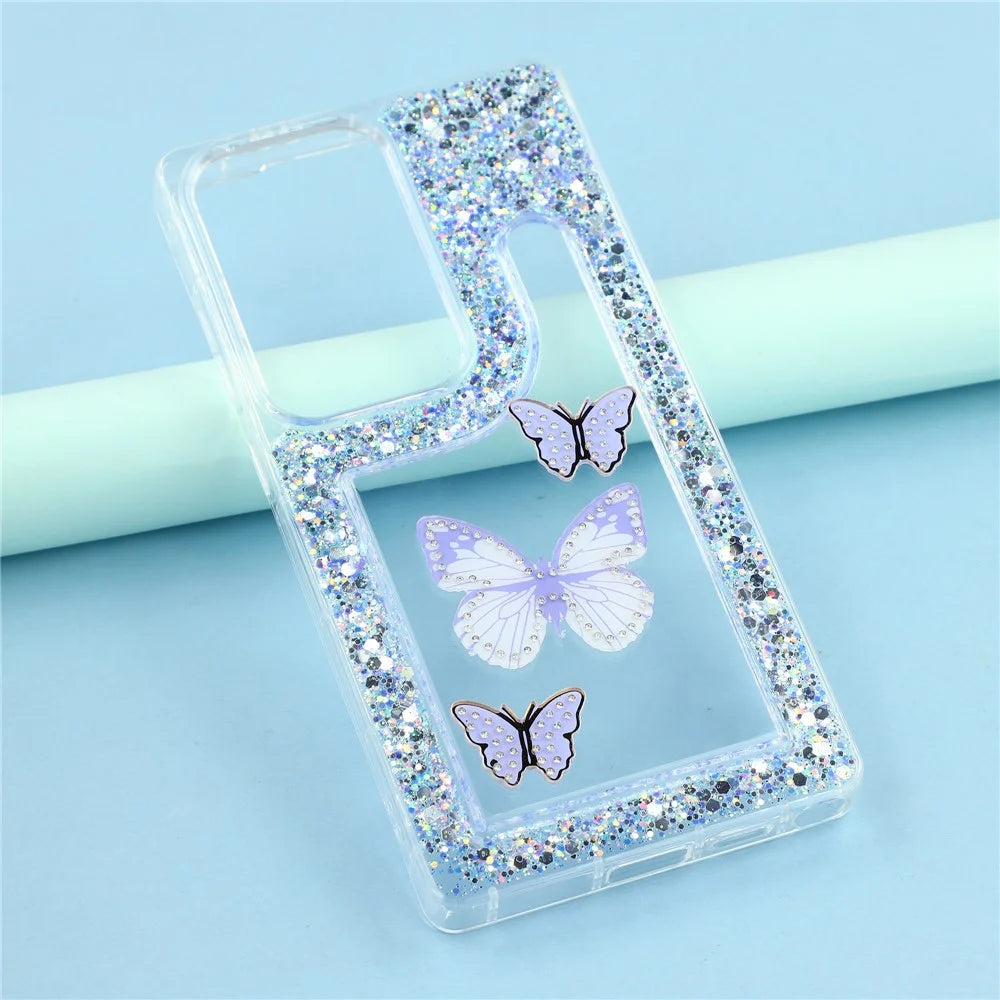 For Samsung Galaxy S26 Ultra Case DIY Butterfly Glitter Epoxy Soft TPU Phone Back Cover - Purple - 6