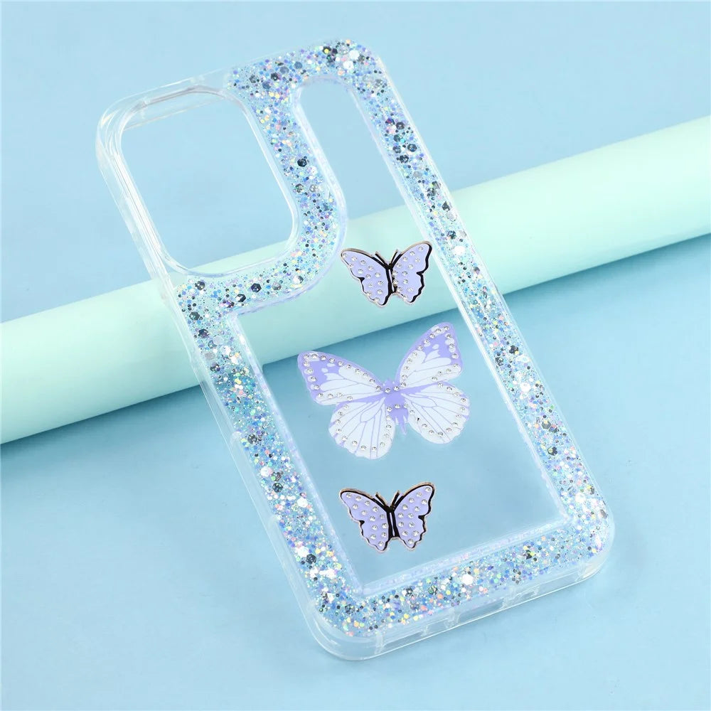 For Samsung Galaxy S26 Case DIY Butterfly Glitter Epoxy Soft TPU Phone Back Cover - Purple - 6