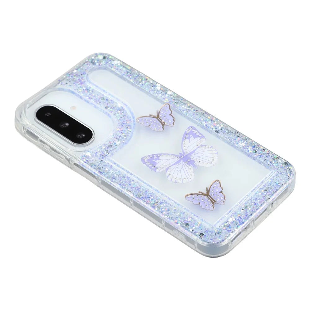 For Samsung Galaxy S26+ Case DIY Butterfly Glitter Epoxy Soft TPU Phone Back Cover  - Purple - 4