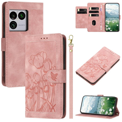For Sony Xperia 1 VIII Case Tulip Leather Phone Cover with 5 Card Slots Wallet - Pink - 1