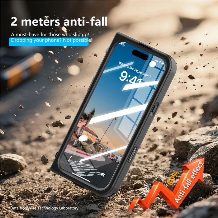 SHELLBOX for iPhone 17 Pro Max Waterproof Case IP68 2m Shockproof Phone Cover with Strap - Black - 4