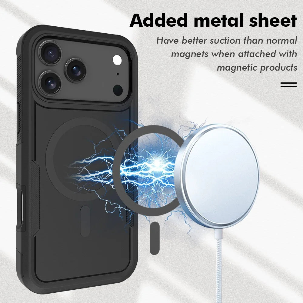 For iPhone 17 Pro Max Case Compatible with MagSafe Dual Layer PC + TPU Shockproof Phone Cover - Black - 2
