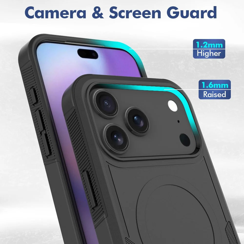 For iPhone 17 Pro Max Case Compatible with MagSafe Dual Layer PC + TPU Shockproof Phone Cover - Black - 3