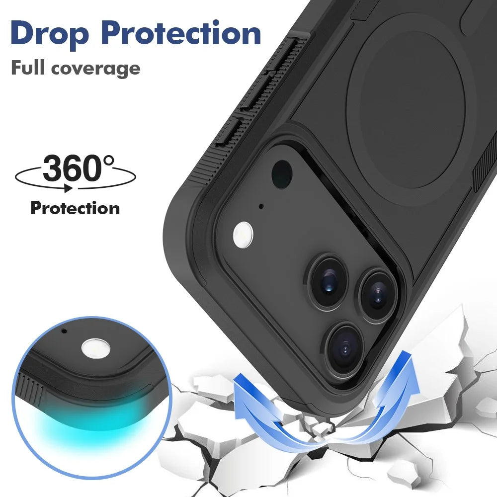 For iPhone 17 Pro Max Case Compatible with MagSafe Dual Layer PC + TPU Shockproof Phone Cover - Black - 4
