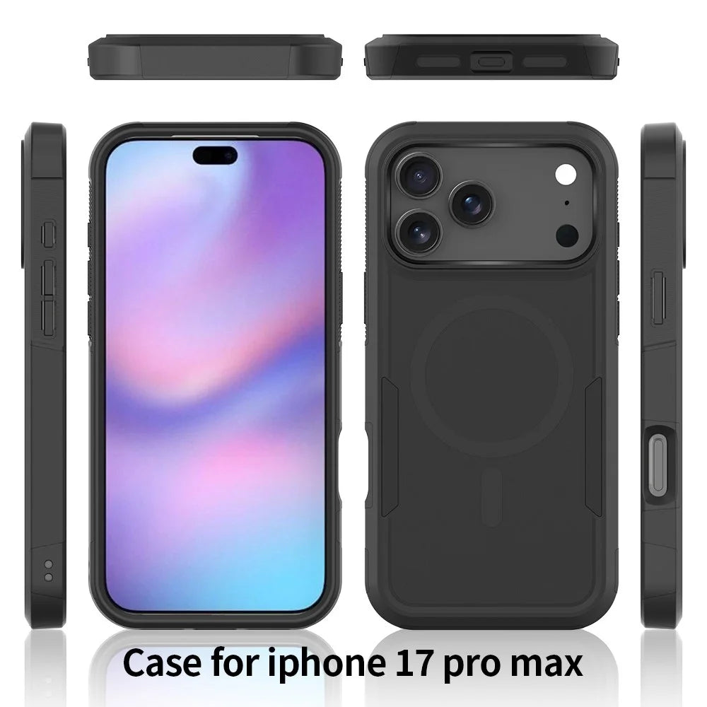 For iPhone 17 Pro Max Case Compatible with MagSafe Dual Layer PC + TPU Shockproof Phone Cover - Black - 7