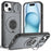For iPhone 15 Magnetic Case Slide Camera Cover Rotary Kickstand PC + TPU Phone Shell - Grey - 1