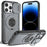 For iPhone 14 Pro Max Magnetic Case Slide Camera Cover Rotary Kickstand PC + TPU Phone Shell - Grey - 1