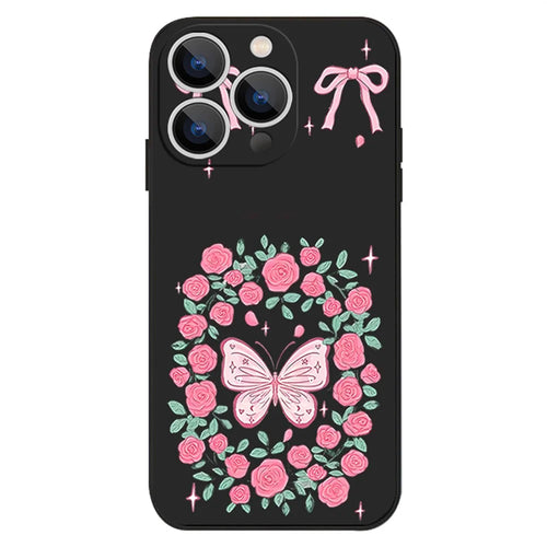 For iPhone 17 Pro Max Case UV Printing Butterfly Pattern Liquid Silicone Shockproof Phone Cover - PA889B1 - 1