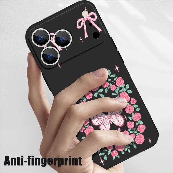 For iPhone 17 Pro Max Case UV Printing Butterfly Pattern Liquid Silicone Shockproof Phone Cover - PA889B1 - 4