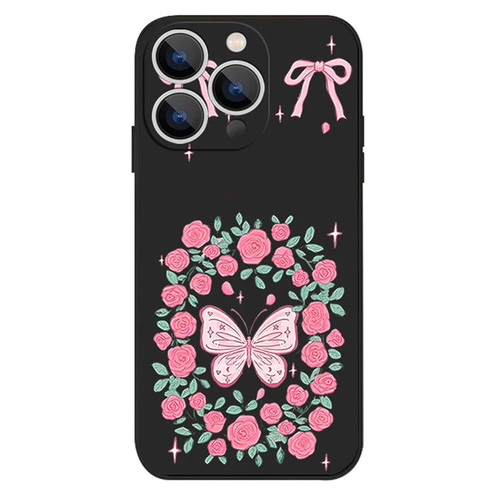 For iPhone 17 Pro Case UV Printing Butterfly Pattern Liquid Silicone Shockproof Phone Cover - PA889B1 - 1