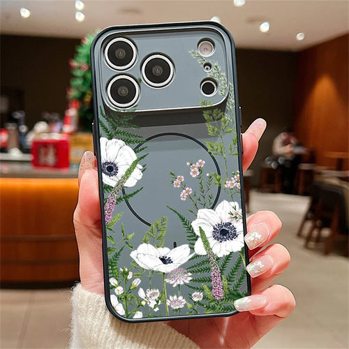 For iPhone 17 Pro Max Magnetic Case UV Printing Floral Pattern Soft-Touch PC + TPU Phone Cover - PA107B1 - 1