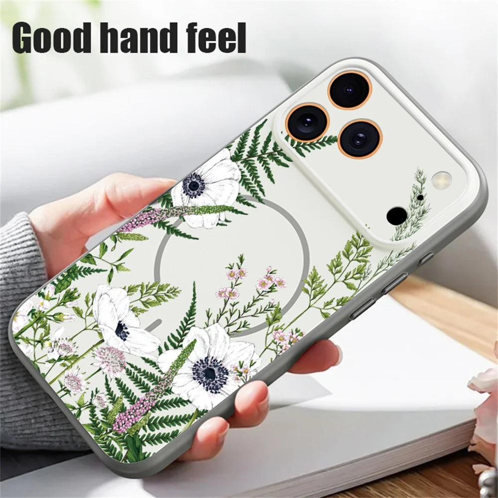 For iPhone 17 Pro Magnetic Case UV Printing Floral Pattern Soft-Touch PC + TPU Phone Cover - PA107B1 - 4