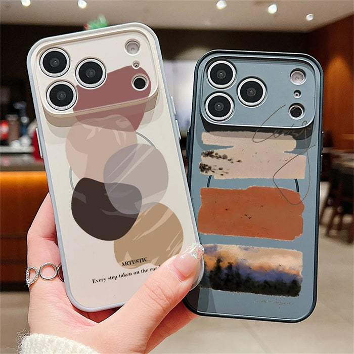 For iPhone 17 Pro Magnetic Case UV Printing Geometric Pattern Shockproof PC + TPU Phone Cover - PB649B1 - 7