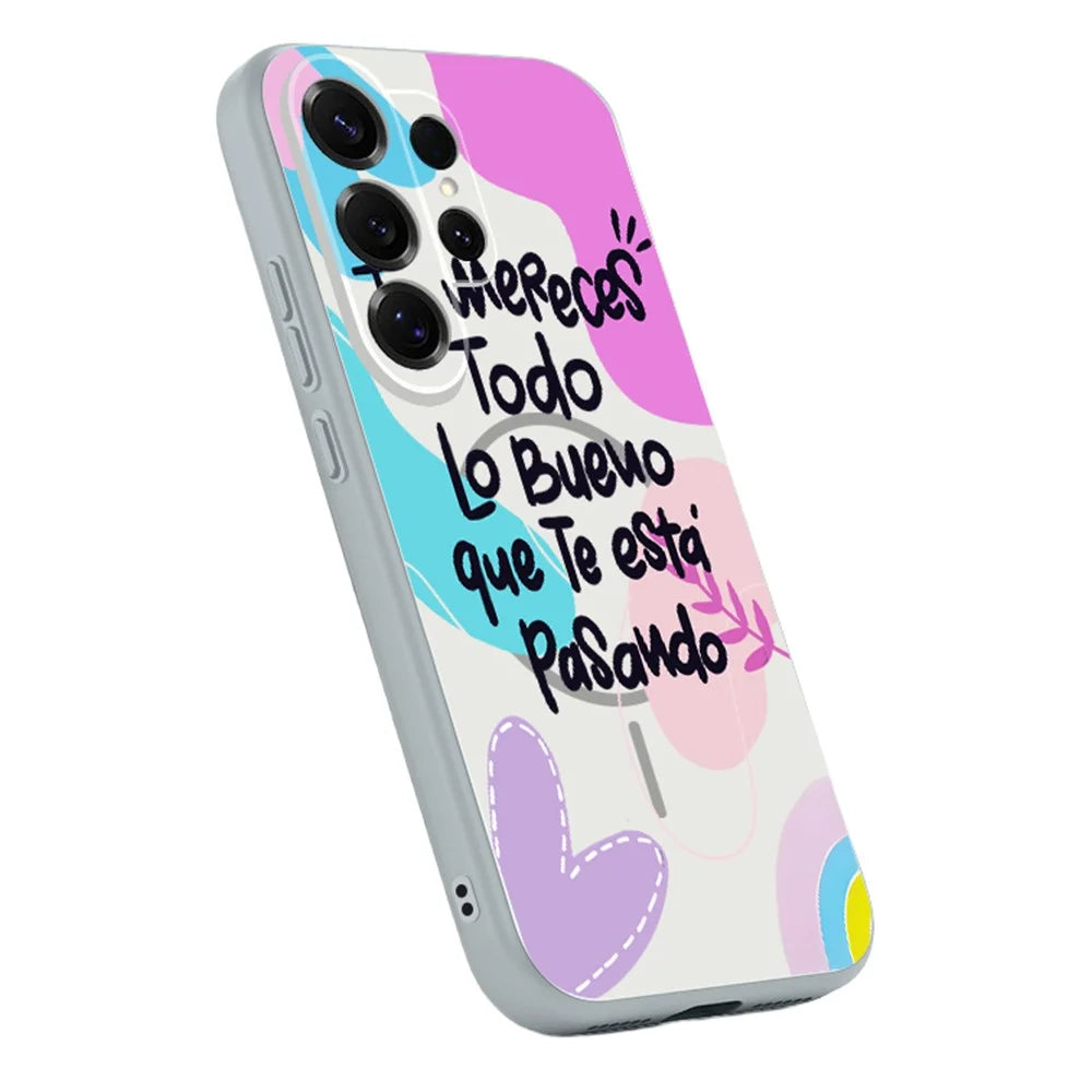 For Samsung Galaxy S26 Ultra Magnetic Case UV Printing Letter Pattern Skin-Feel PC + TPU Phone Cover - GB640 - 1