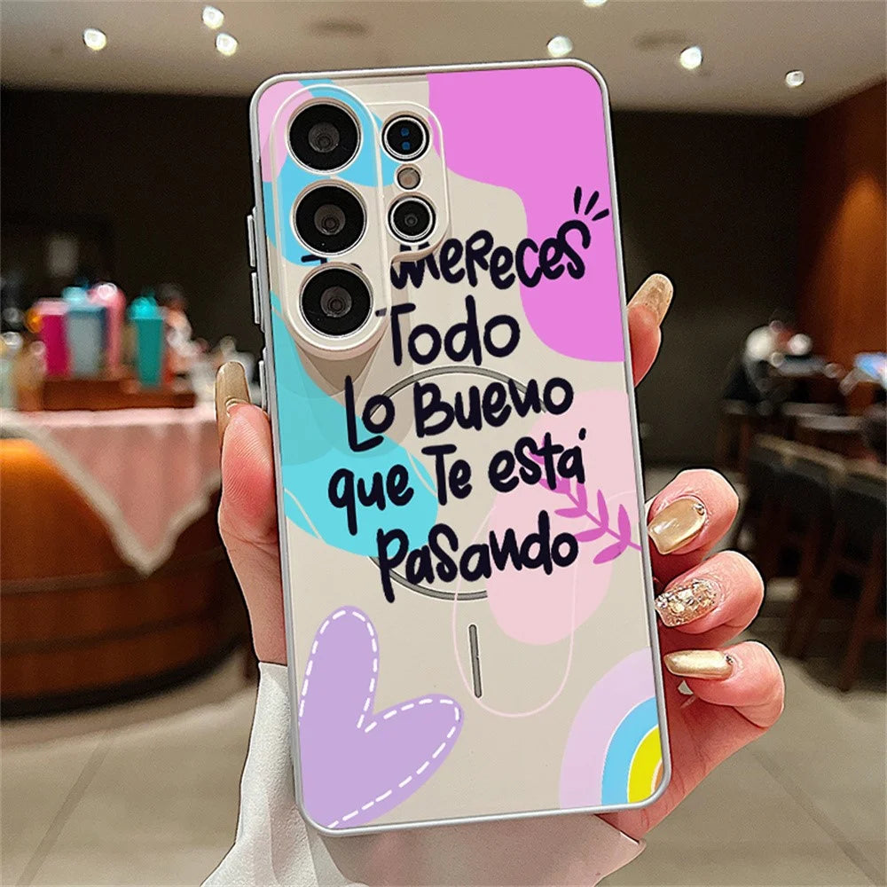 For Samsung Galaxy S26 Ultra Magnetic Case UV Printing Letter Pattern Skin-Feel PC + TPU Phone Cover - GB640 - 2
