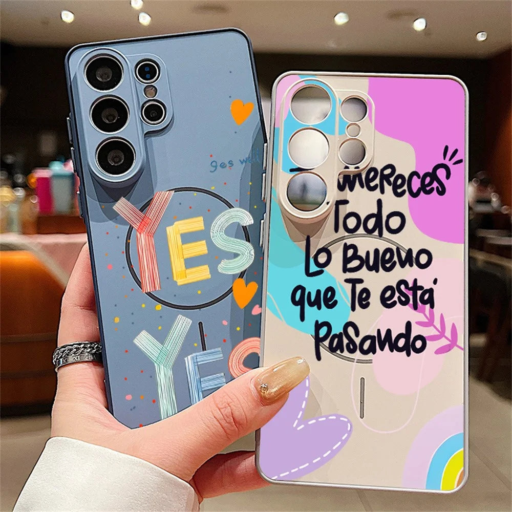 For Samsung Galaxy S26 Ultra Magnetic Case UV Printing Letter Pattern Skin-Feel PC + TPU Phone Cover - GB640 - 7