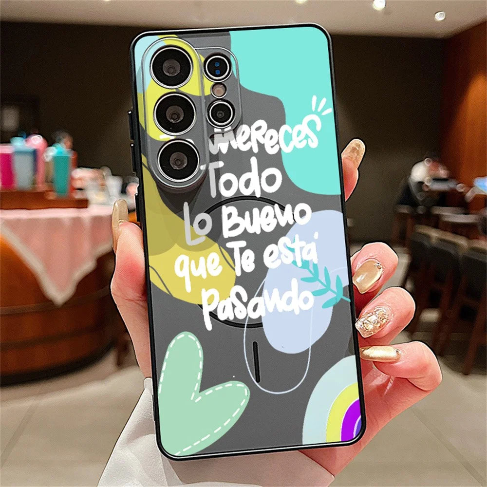 For Samsung Galaxy S25 Ultra Magnetic Case UV Printing Letter Pattern Skin-Feel PC + TPU Phone Cover - GB646 - 2