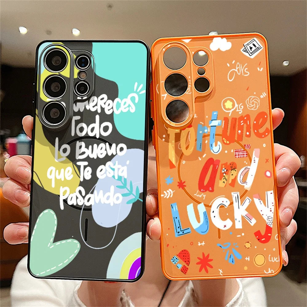 For Samsung Galaxy S25 Ultra Magnetic Case UV Printing Letter Pattern Skin-Feel PC + TPU Phone Cover - GB646 - 7
