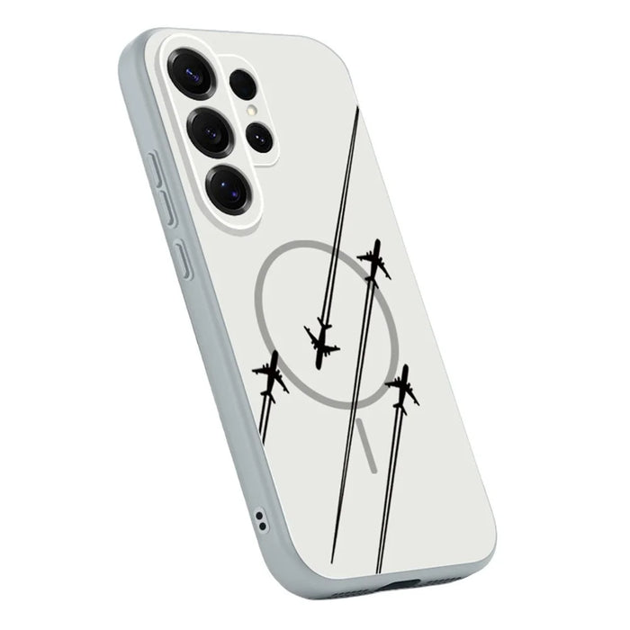 For Samsung Galaxy S25 Ultra Magnetic Case UV Printing Mountain Aircraft Pattern Shockproof PC + TPU Cover - Grey - 1
