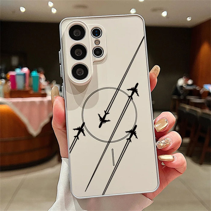 For Samsung Galaxy S25 Ultra Magnetic Case UV Printing Mountain Aircraft Pattern Shockproof PC + TPU Cover - Grey - 2