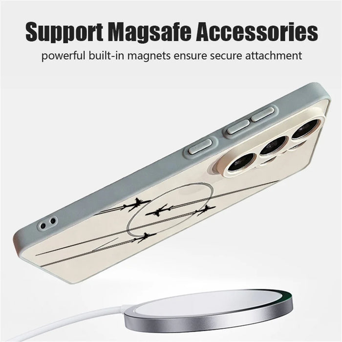 For Samsung Galaxy S25 Ultra Magnetic Case UV Printing Mountain Aircraft Pattern Shockproof PC + TPU Cover - Grey - 3