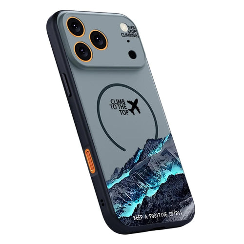 For iPhone 17 Pro Magnetic Case UV Printing Mountain Aircraft Pattern Shockproof PC + TPU Cover - Black - 1
